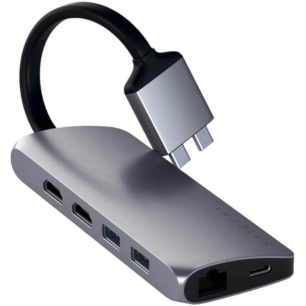 USB разветвитель Satechi Dual Multimedia Adapter для Macbook, серый космос - фото 1