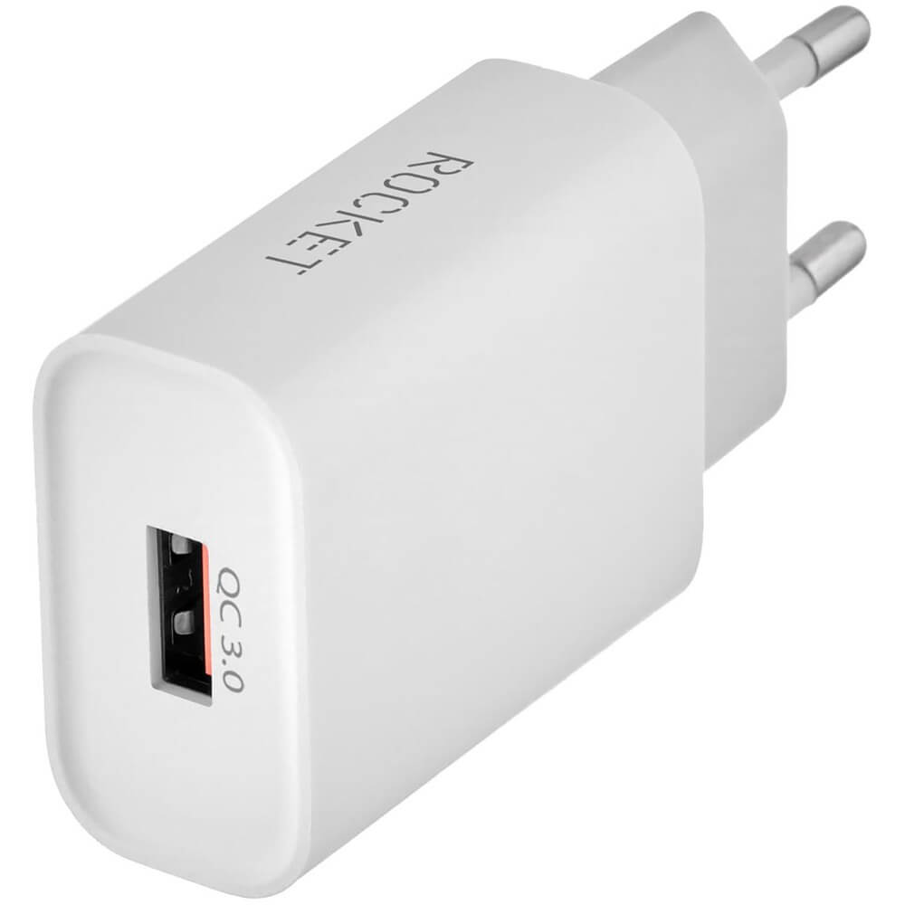 Зарядное устройство Rocket 18W Slot Combo (USB) + кабель USB Type-С, белый