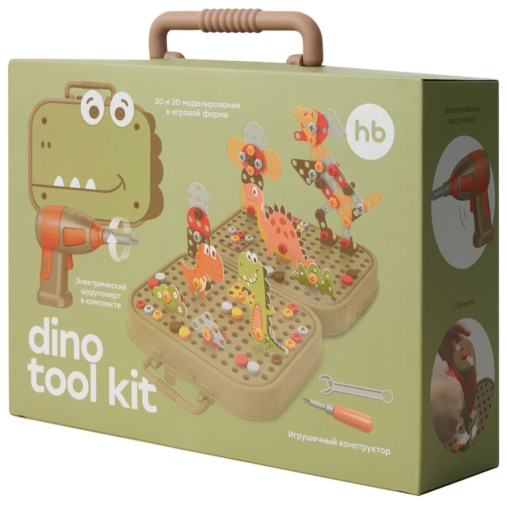 Конструктор детский с шуруповертом Happy Baby Dino Tool Kit (331984)