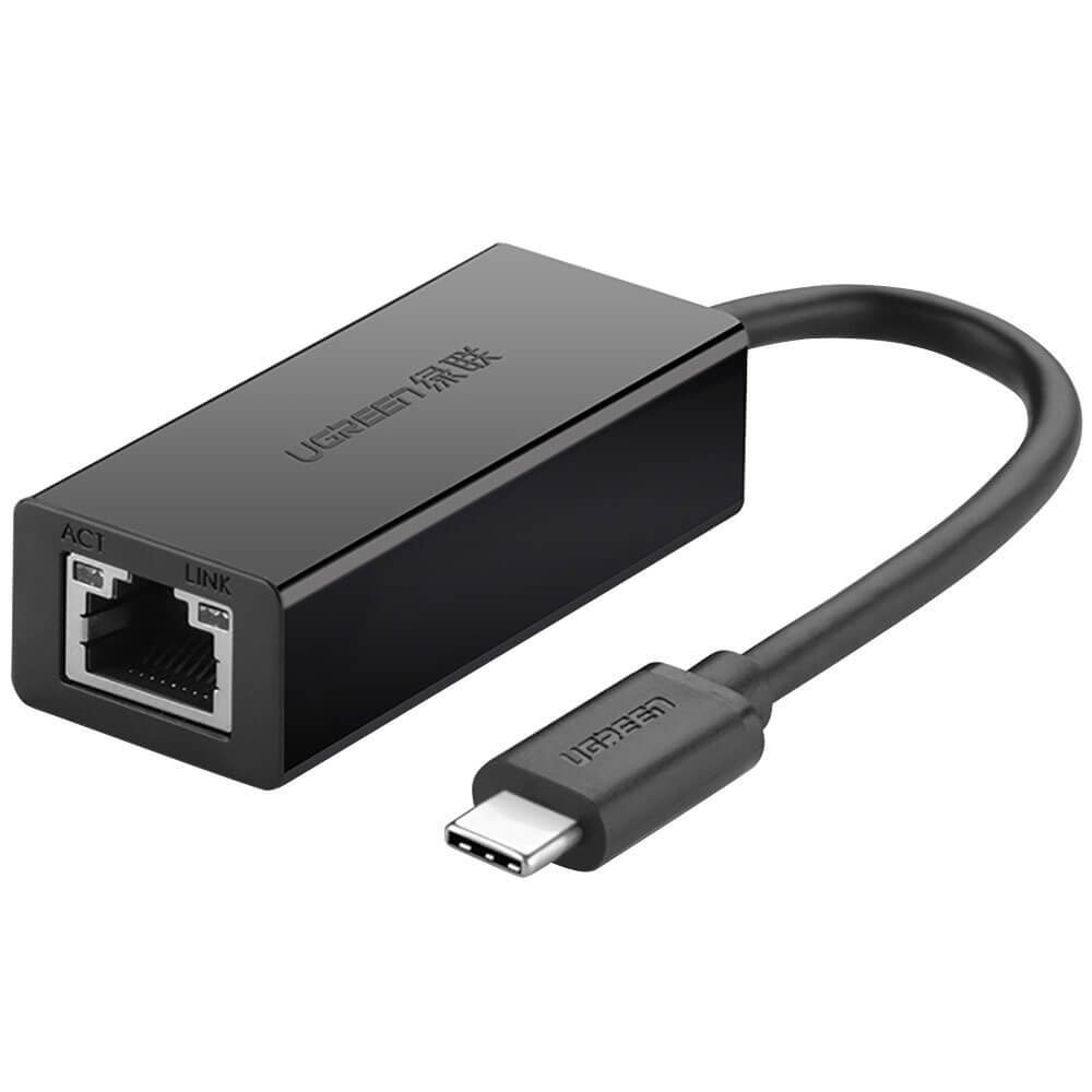 Переходник Ugreen USB Type-C - Ethernet 0.1 м, чёрный