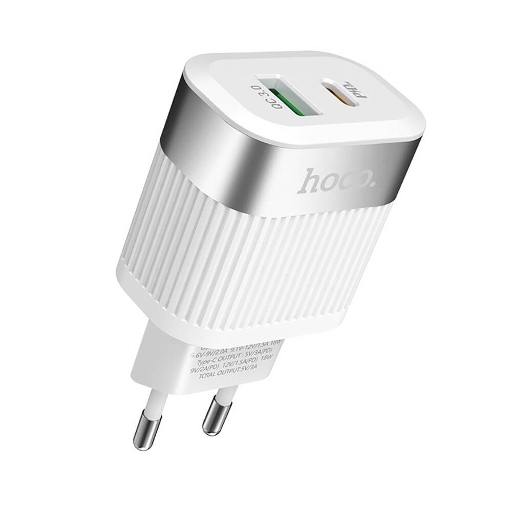 Зарядное устройство Hoco C58A (USB Type-C, USB), белый C58A (USB Type-C, USB), белый - фото 1