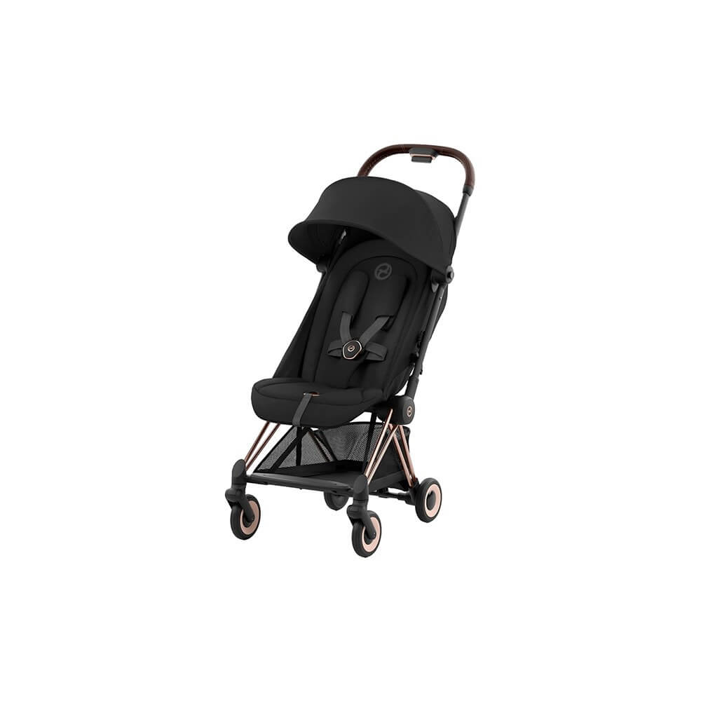 Детская коляска Cybex Coya Rosegold Sepia Black с дождевиком, цвет чёрный