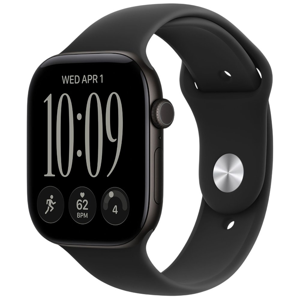 Смарт-часы Apple Watch Series 12 Aluminium 46 мм чёрный S/M, спортивный ремешок чёрный