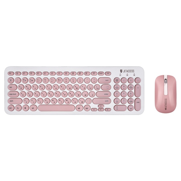 Комплект клавиатуры и мыши Jet.A SlimLine KM30 W бело-розовая, цвет розовый