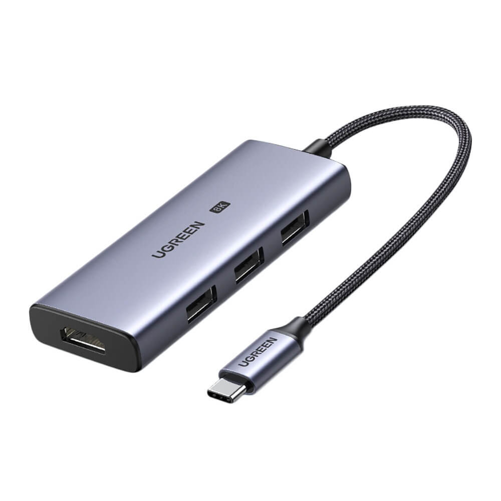 USB разветвитель Ugreen Hub 4 In 1 (USB Type-C), серый