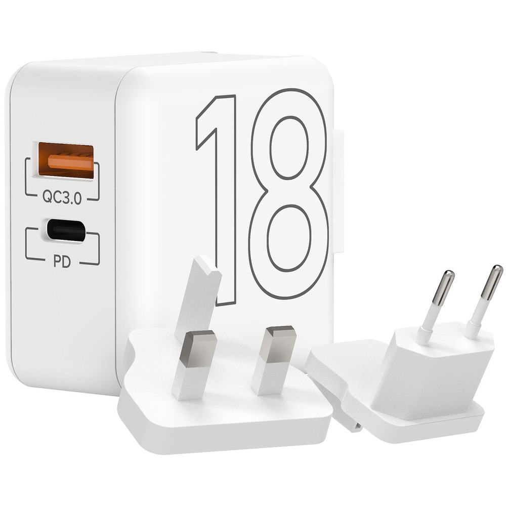 Зарядное устройство Lyambda LT18-WT (USB Type-C, USB-A), белый LT18-WT (USB Type-C, USB-A), белый - фото 1