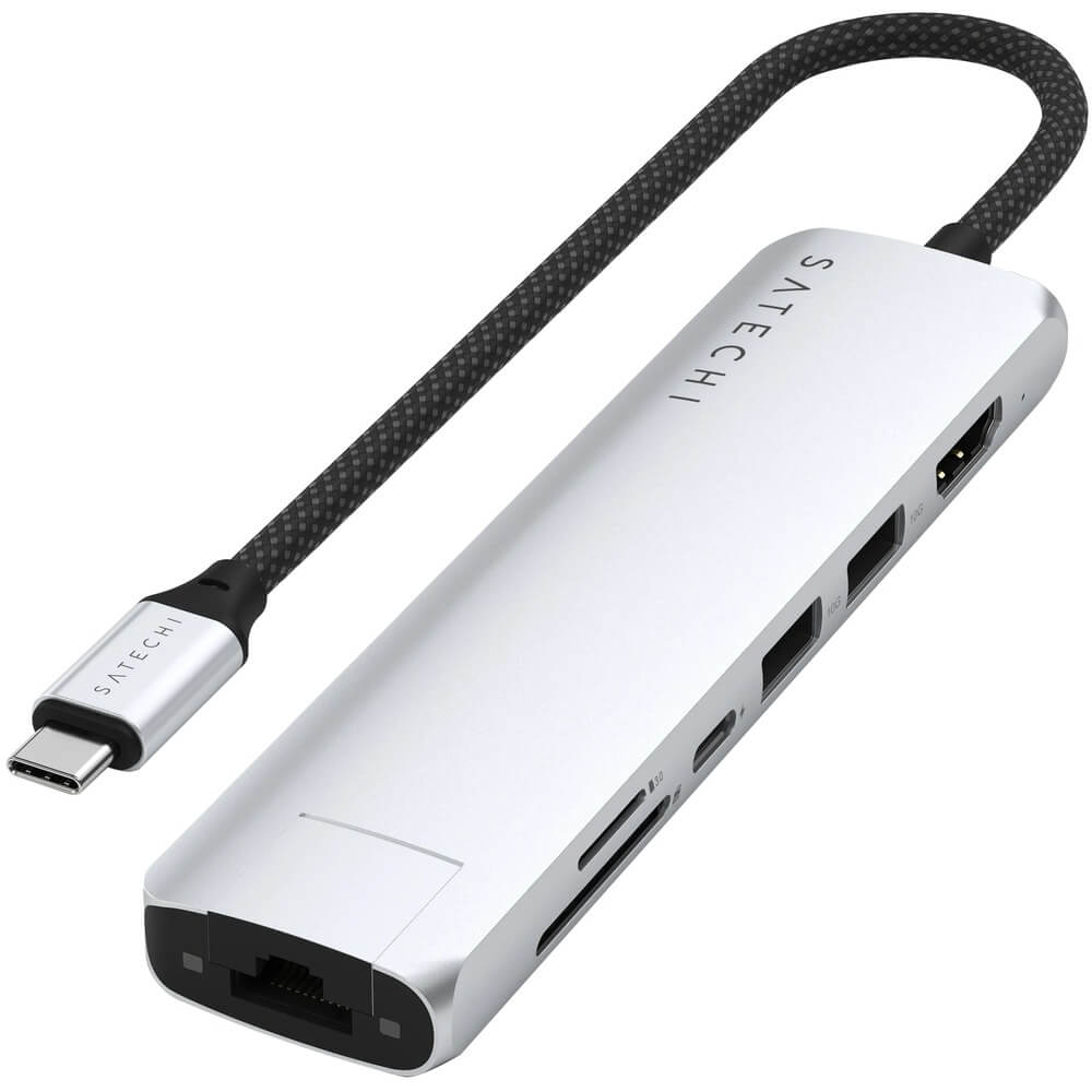Адаптер для ноутбука Satechi 7-in-1 USB-C Slim Multiport Adapter with Ethernet серебристый (ST-P7SS)