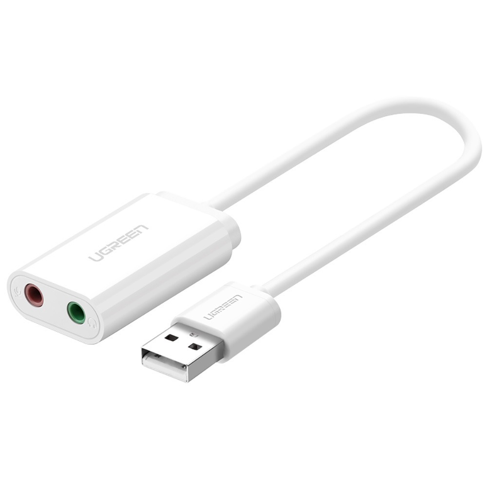 Аудиоадаптер Ugreen USB-AUX, белый (30143)
