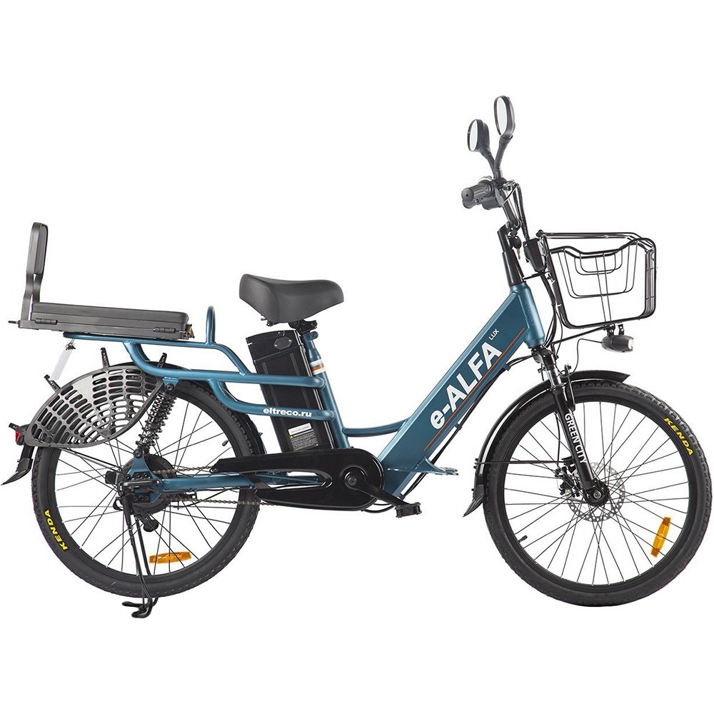 Электровелосипед Green City e-ALFA LUX 2400 сине-серый матовый