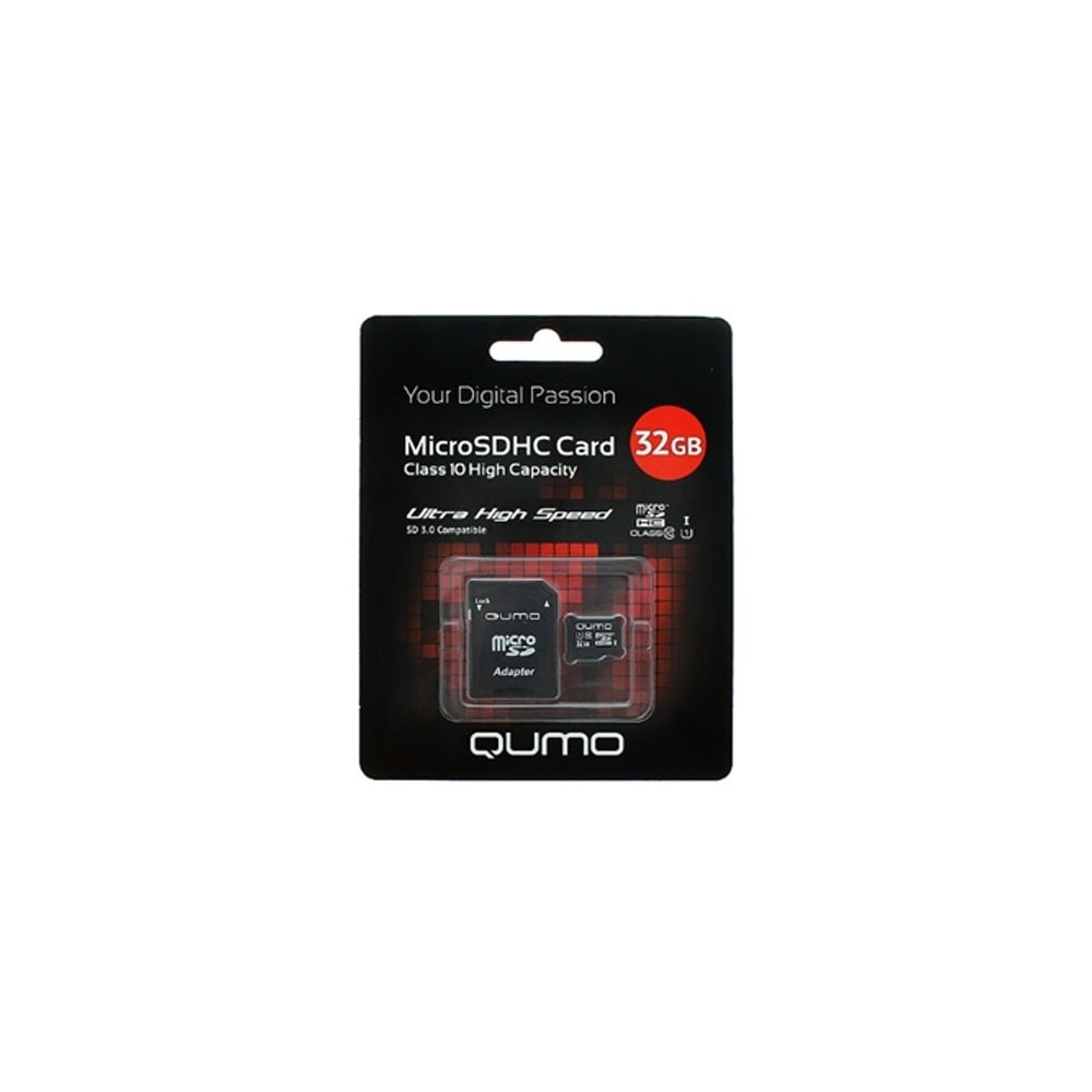 Карта памяти Qumo MicroSDHC 32GB Class 10 SD adapter