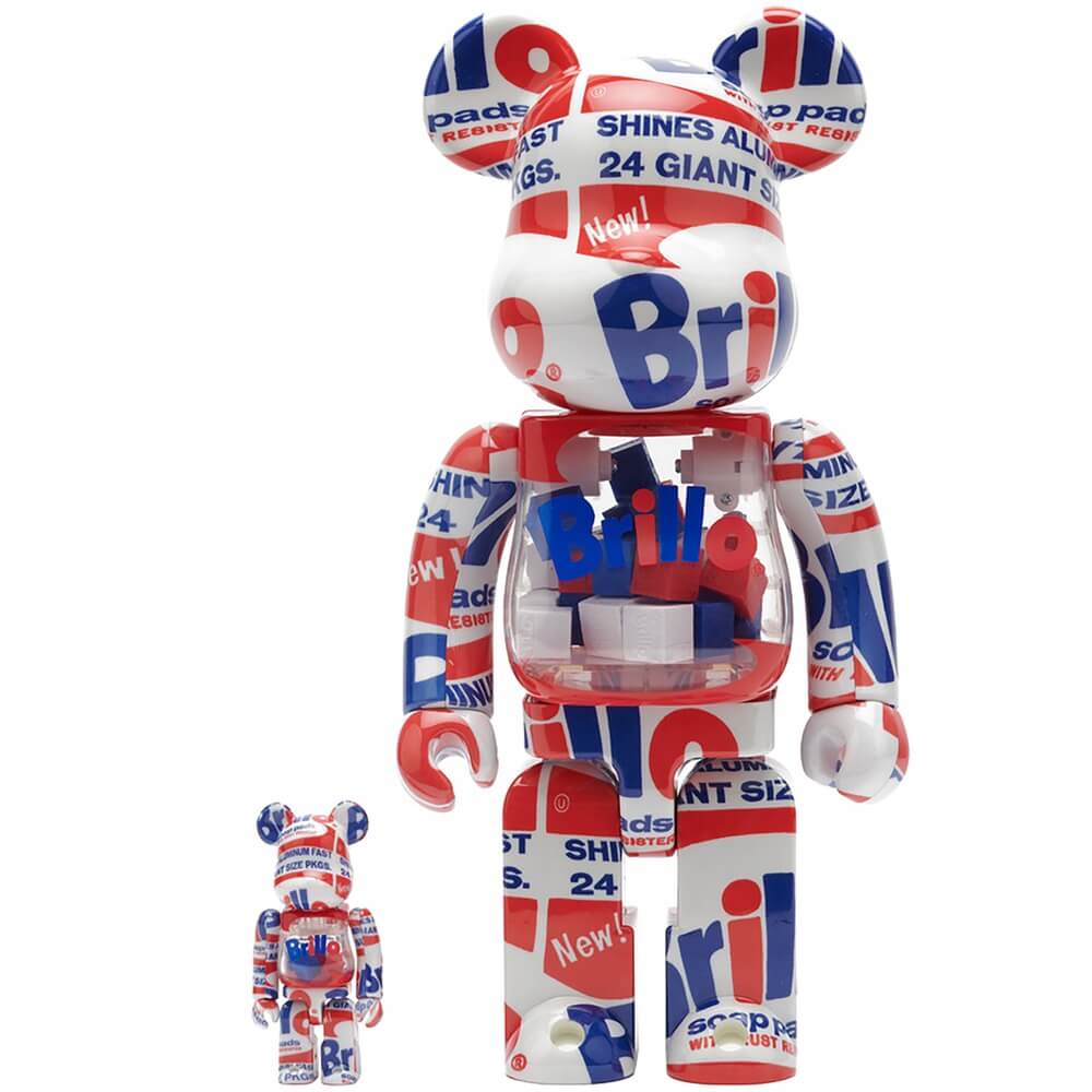 Фигура Bearbrick Medicom Toy - Andy Warhol Brillo 2022 400% and 100%