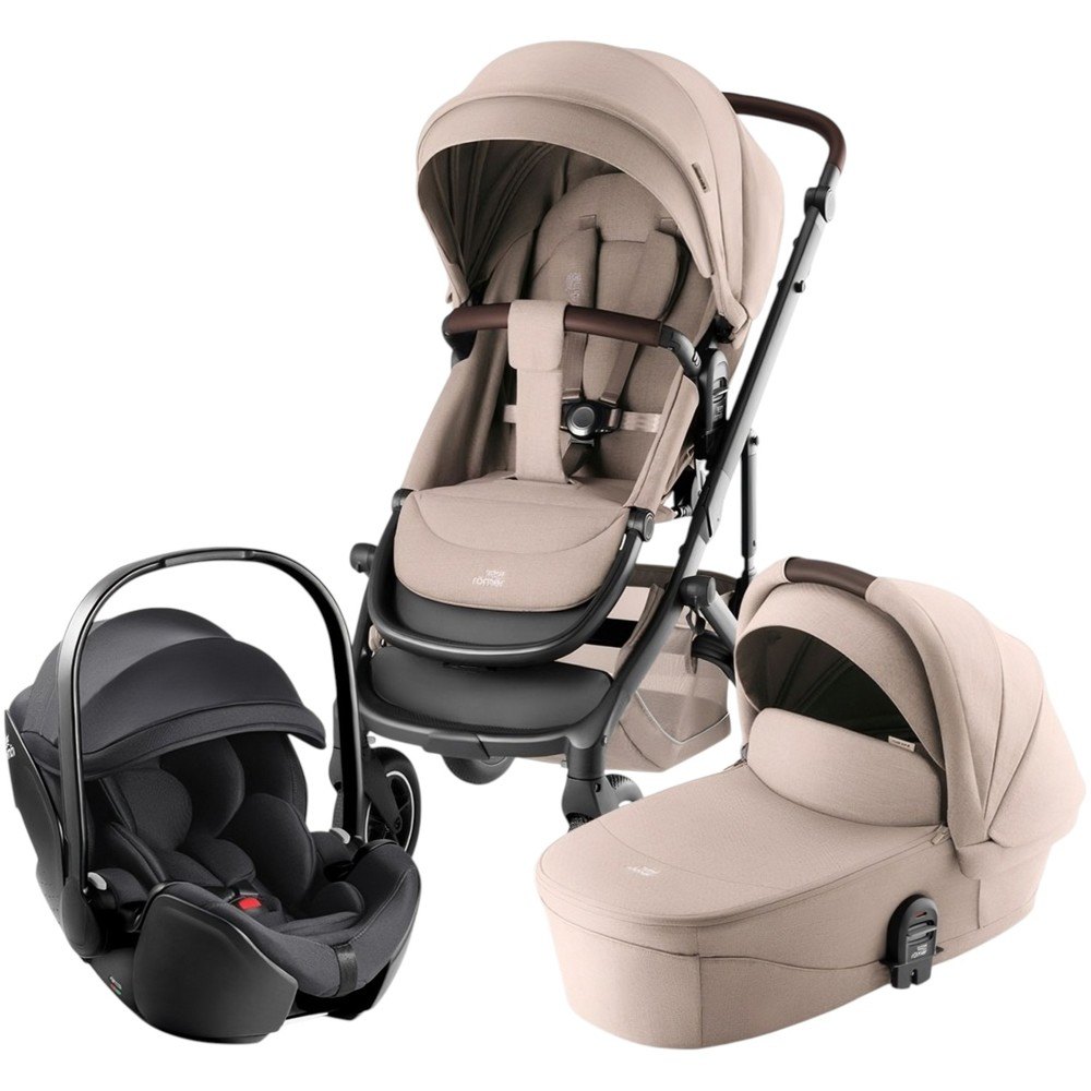 Набор детская коляска Britax Roemer Smile 5Z Style бежевый + автокресло Baby-Safe Pro глубокий чёрный
