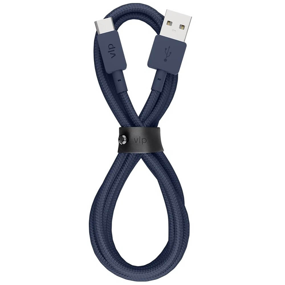Кабель VLP Nylon Cable USB-USB Type-C 1.2 м, тёмно-синий