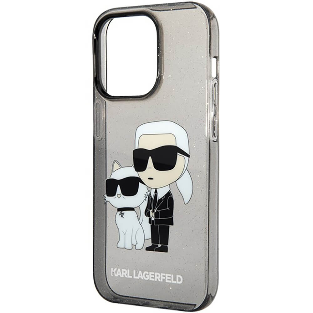 Чехол Karl Lagerfeld для iPhone 15 Pro PC/TPU NFT Choupette Hard Glitter чёрный