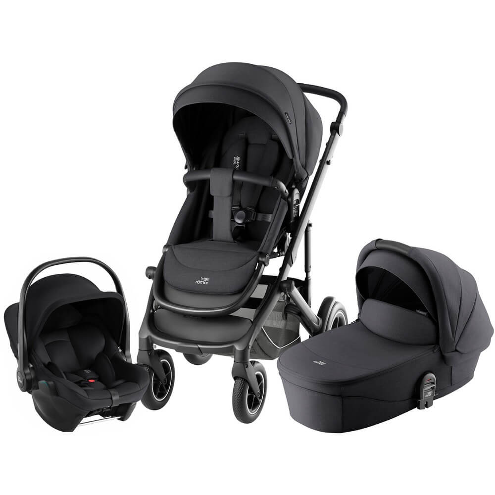 Набор детская коляска Britax Roemer Smile 5Z Carbon Black + автокресло Baby-Safe Core Space Black