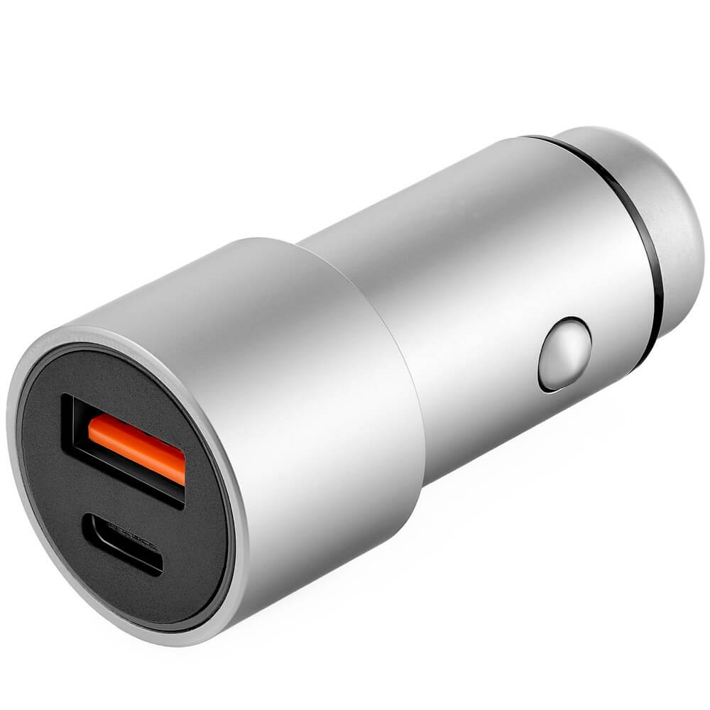 Автомобильное зарядное устройство uBear Ride 20W Max (USB-A, USB Type-C), серый Ride 20W Max CC05GR20-AС, серый - фото 1