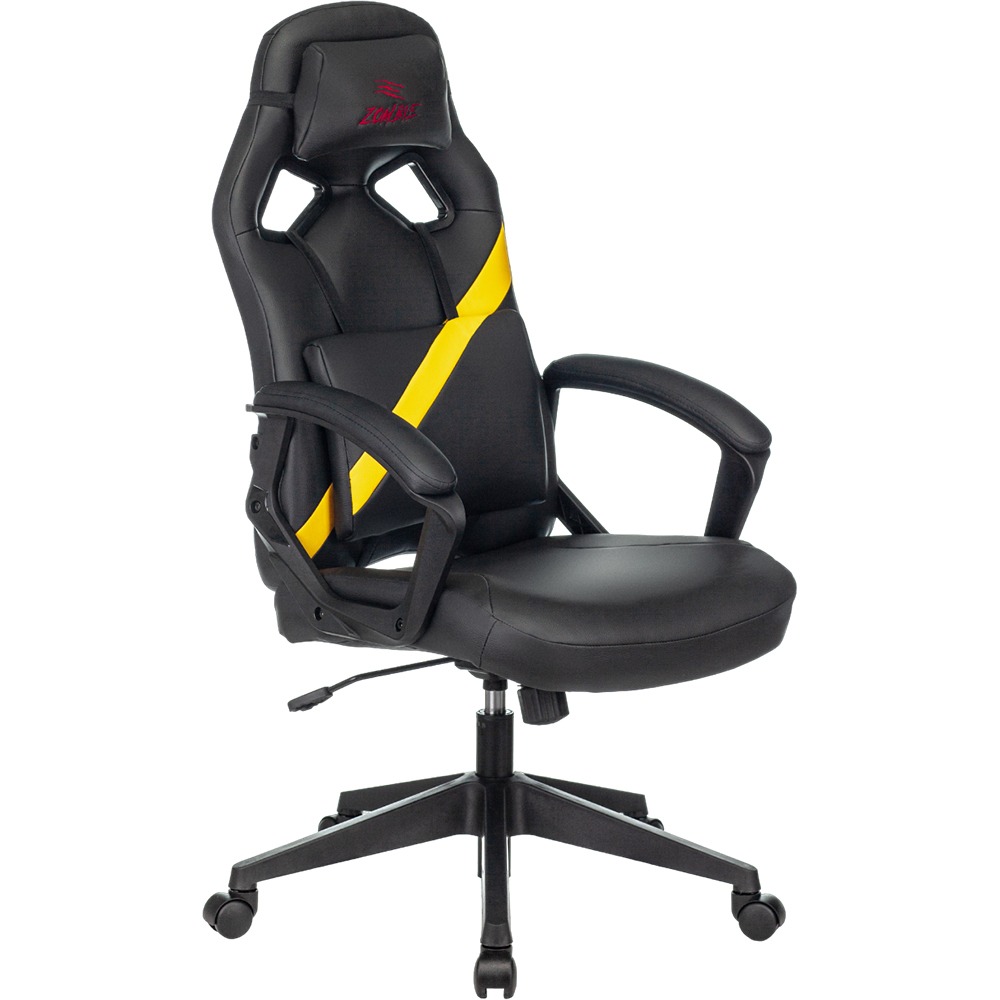 Кресло игровое zombie hero cyberzone черный желтый искусственная кожа с подголов крестовина пластик