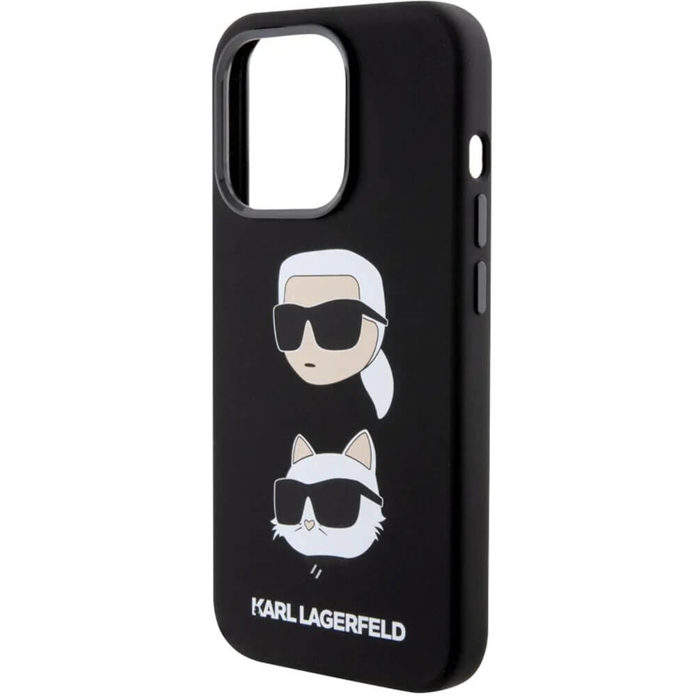 Чехол Karl Lagerfeld для iPhone 15 Pro Choupette heads Hard чёрный