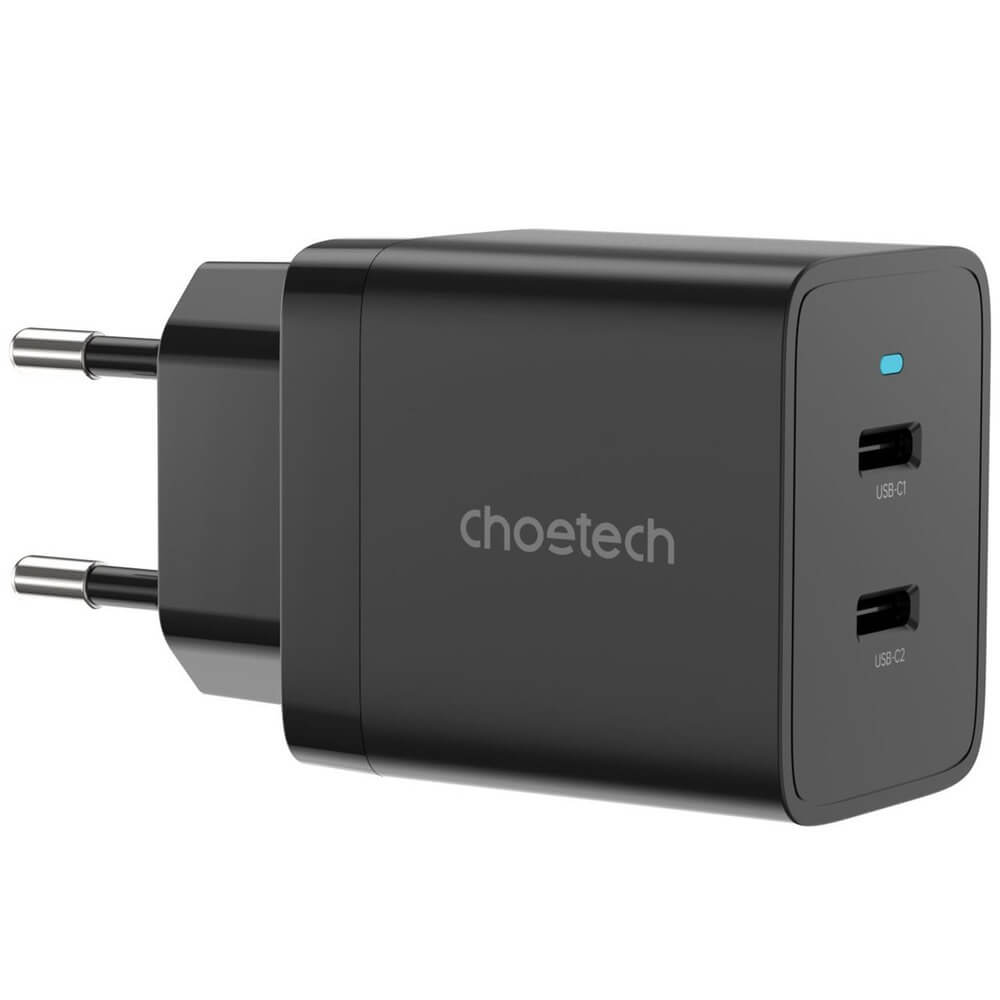 Зарядное устройство Choetech 2xUSB-C PD/PPS (Q5006), цвет чёрный