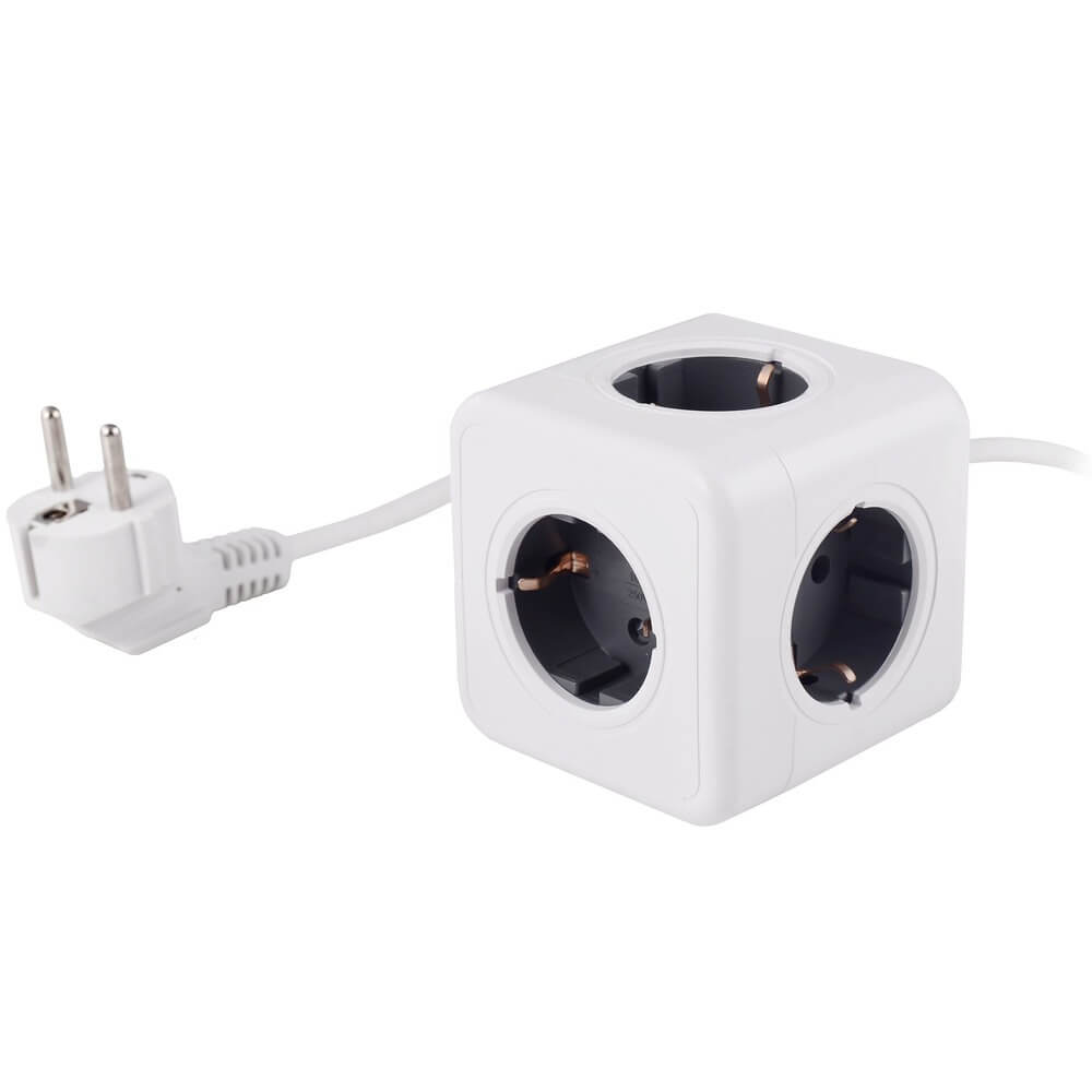Удлинитель RocketSocket Cube Extended 1403, белый-серый (GNS1403)