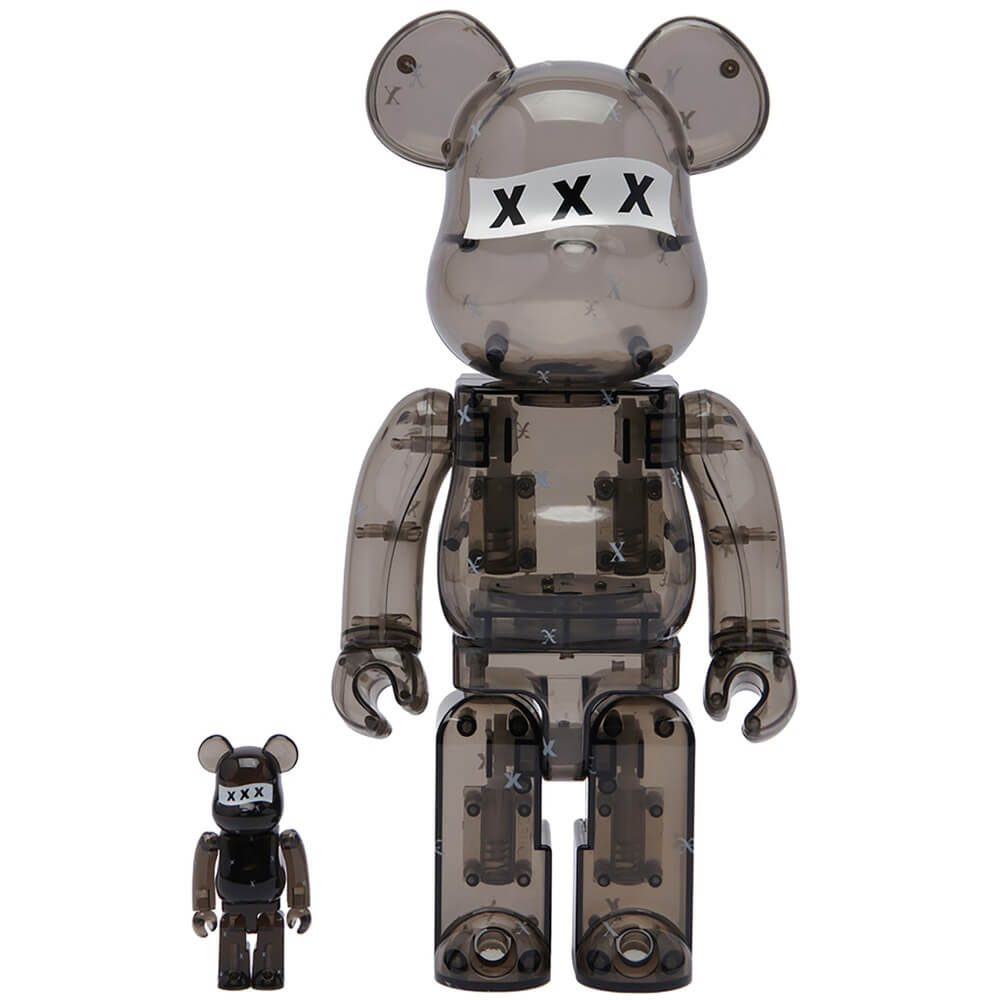Фигура Bearbrick Medicom Toy - God Selection XXX Black Clear 400% and 100%