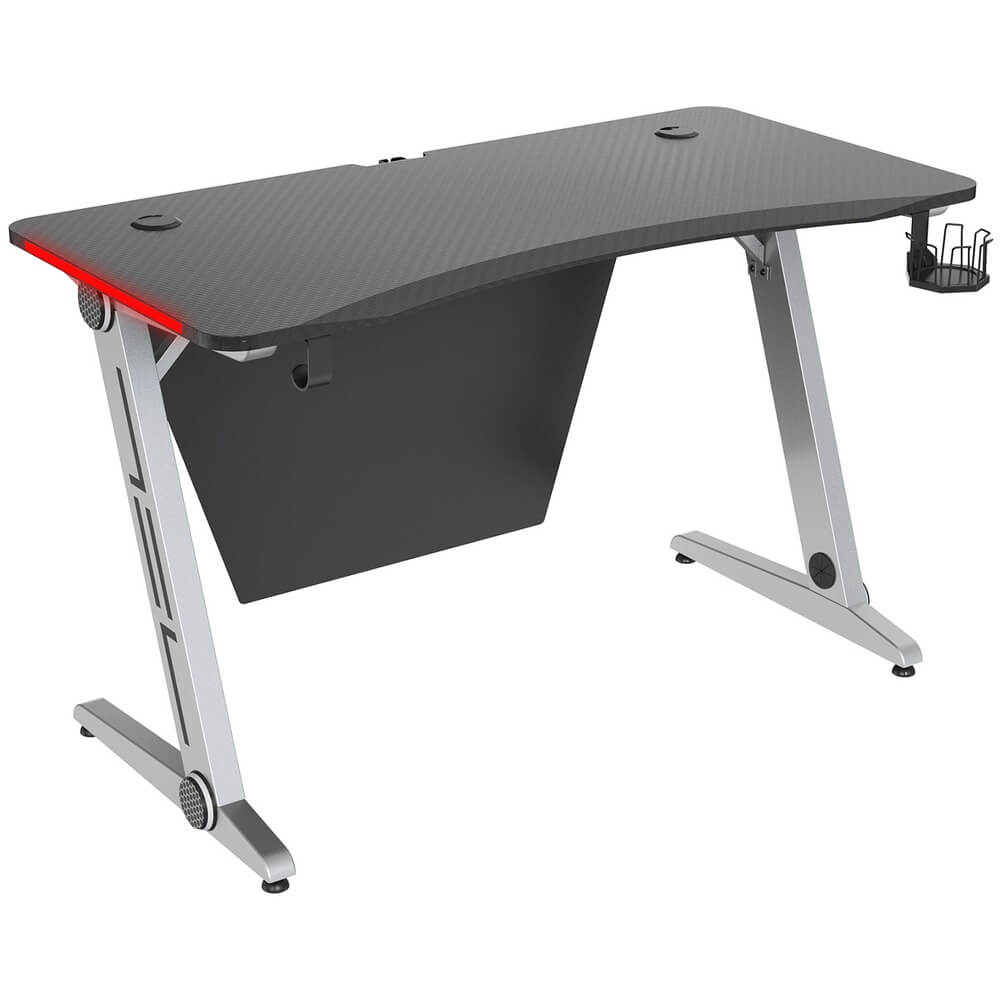Компьютерный стол Cactus CS-GTZ-SL-CARBON-RED, серебристо-чёрный