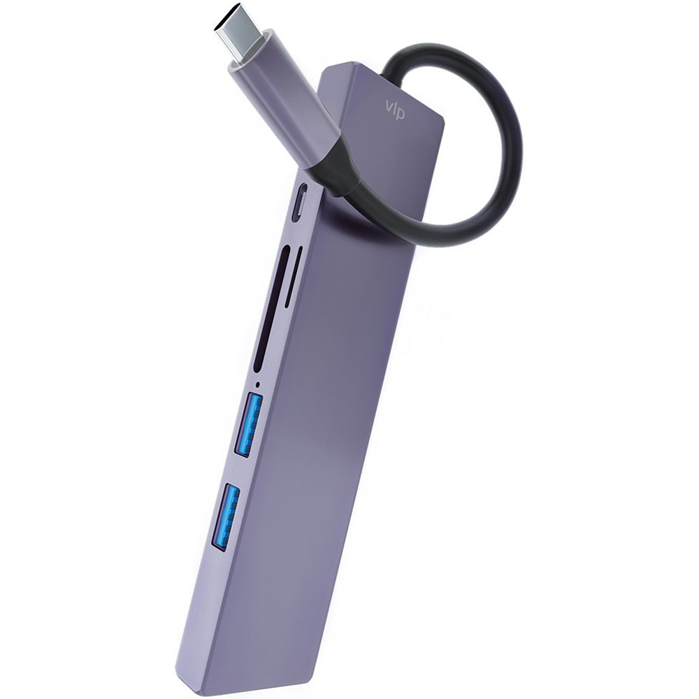 USB разветвитель VLP USB-C-Multiport Hub 6 в 1, графит