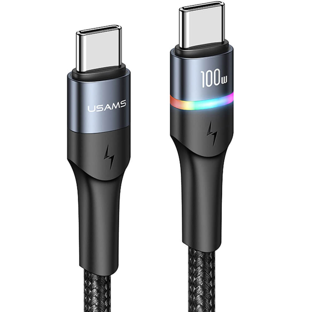 Кабель Usams U76 USB Type-C-USB Type-C, 1.2 м, чёрный