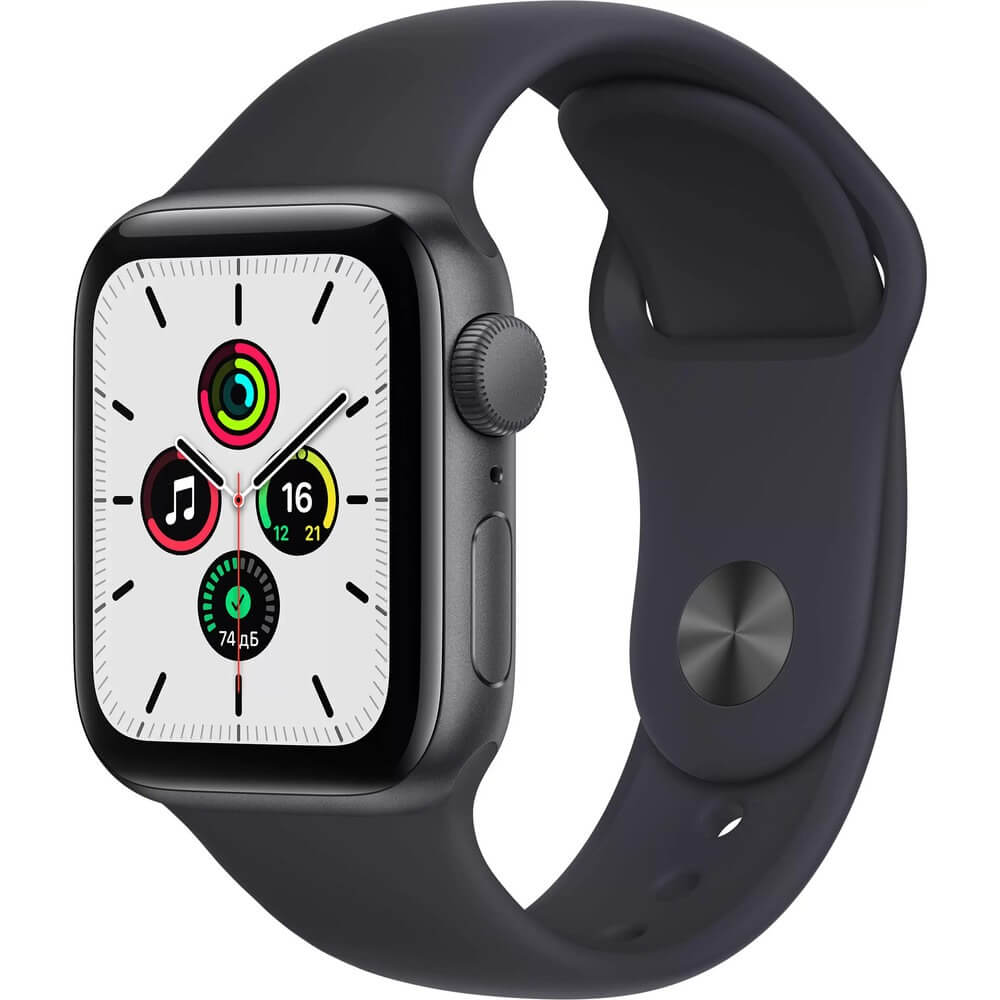 Смарт-часы Apple Watch SE 44 мм темная ночь, спортивный ремешок