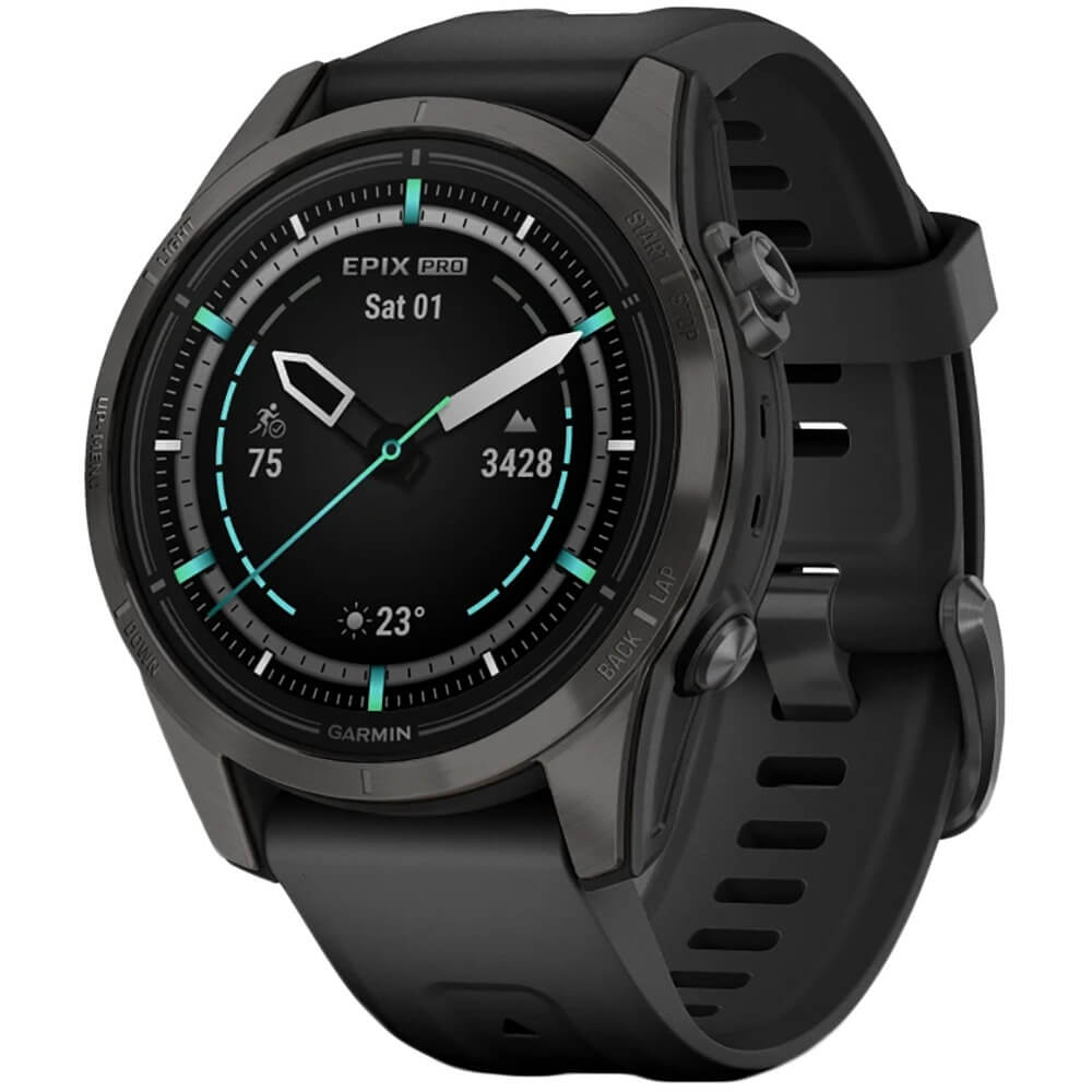 Смарт-часы Garmin EPIX Pro Gen 2 42mm Sapphire Carbon Gray DLC Titanium with Black Silicone Band (010-02802-15)