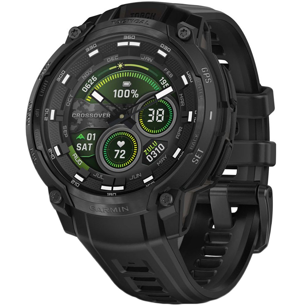 Смарт-часы Garmin Instinct Crossover AMOLED Tactical Edition 46.6 мм, чёрный (010-03398-02)