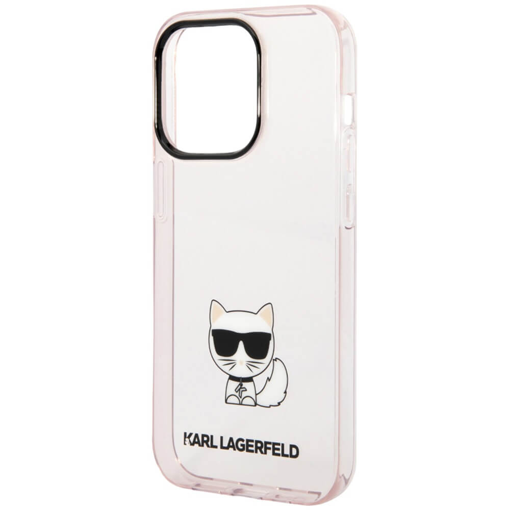 Чехол Karl Lagerfeld для iPhone 14 Pro, прозрачно-розовый