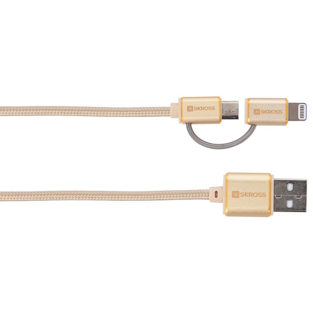 Кабель Skross Chargen Sync Micro USB &Lightning Connector, Gold - фото 1 Кабель Skross Chargen Sync Micro USB &Lightning Connector, Gold - фото 1