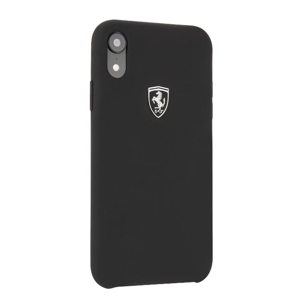 Чехол Ferrari Silicone Case Silver Logo для Apple iPhone XR Black