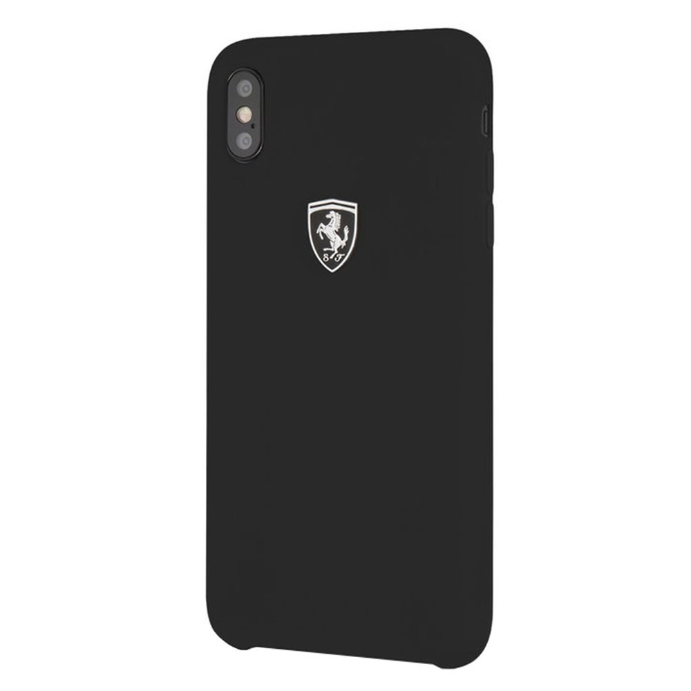 Купить Чехол Ferrari Silicone Case Silver Logo для Apple iPhone XS Max  Black в Москве