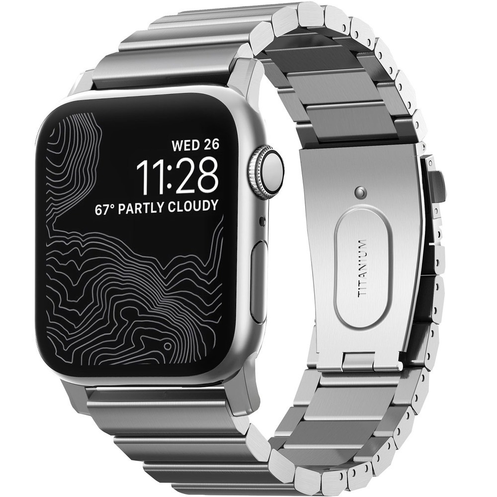 Титановый apple watch. Ремешок Nomad для Apple watch. Браслет Nomad Titanium Band для Apple watch. Ремешок для Apple watch 44mm. Nomad ремешок Apple IWATCH 44.