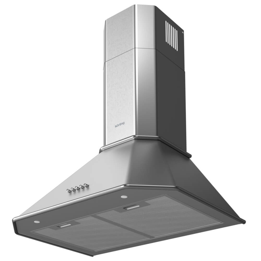 Изображение товара Каминная вытяжка Korting KHC 6839 X большая мощность серебристая нержавеющая сталь