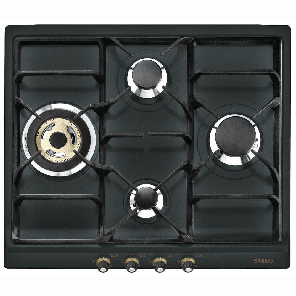 Изображение товара Газовая варочная поверхность Smeg SR764AO Cortina с эмалью черного цвета