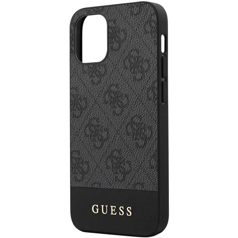 Купить Чехол Guess 4G Stripe Metal logo Hard для Apple iPhone 12 Pro Max,  серый в Москве