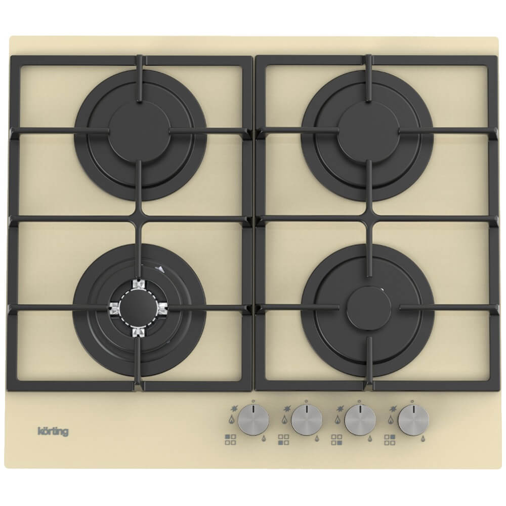 Изображение товара Газовая варочная поверхность Korting HGG 6722 CTB с закаленным стеклом бежевого цвета