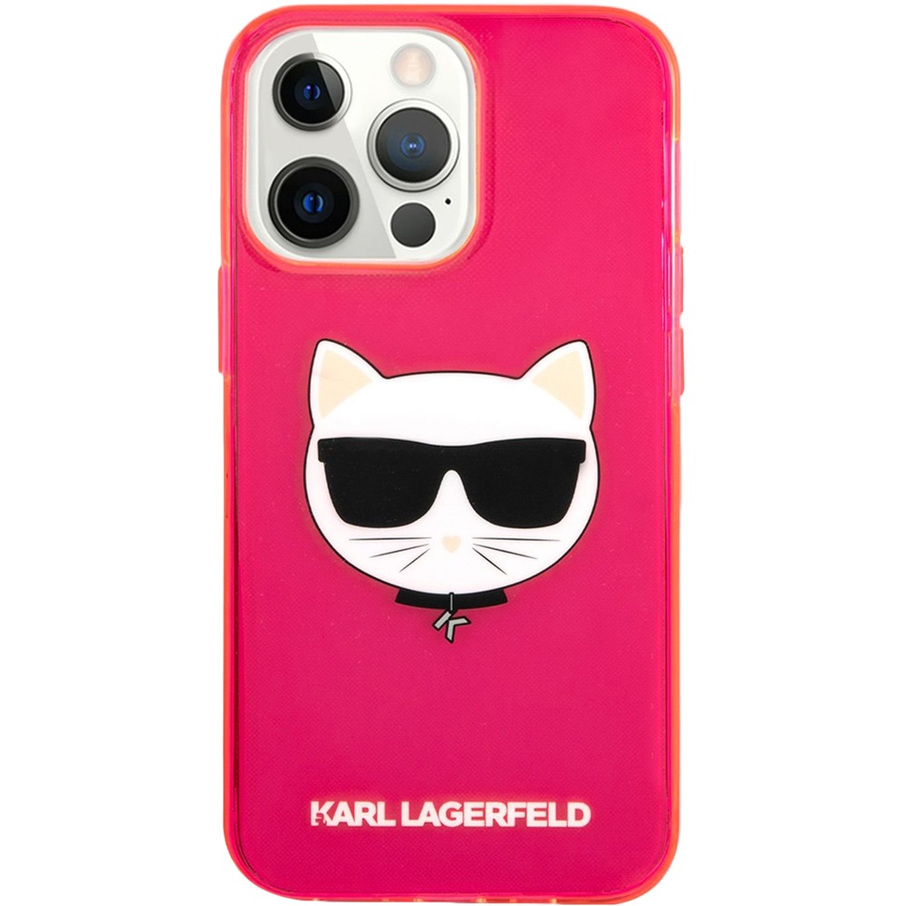 Чехол для смартфона Karl Lagerfeld Fluo Case Choupette Head для iPhone 13 Pro Max, розовый