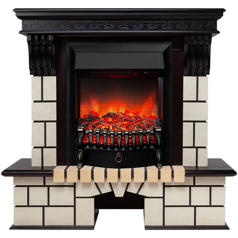 Изображение товара Электрокамин RealFlame Stone New STD AO + Fobos LUX BL с имитацией пламени и функциями комфорта