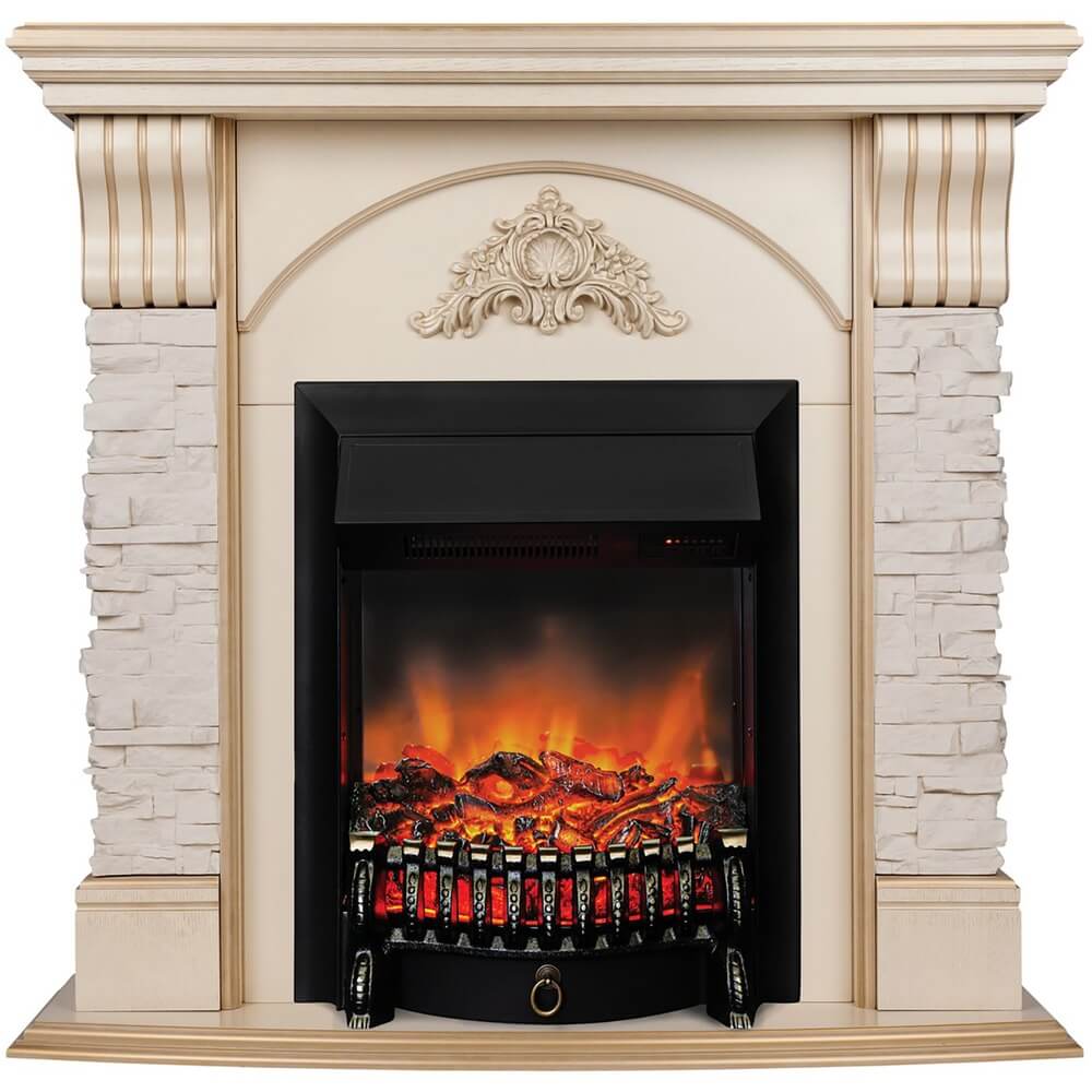 Изображение товара Электрокамин RealFlame Athena STD/EUG WT с комплектом Fobos LUX B для дома