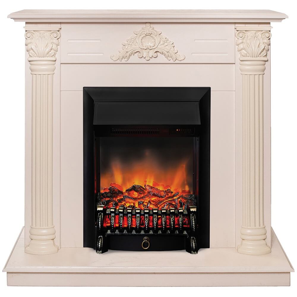 Изображение товара Электрокамин Realflame Stefania STD/EUG WT + Fobos LUX BL напольный с мощностью 1600 Вт