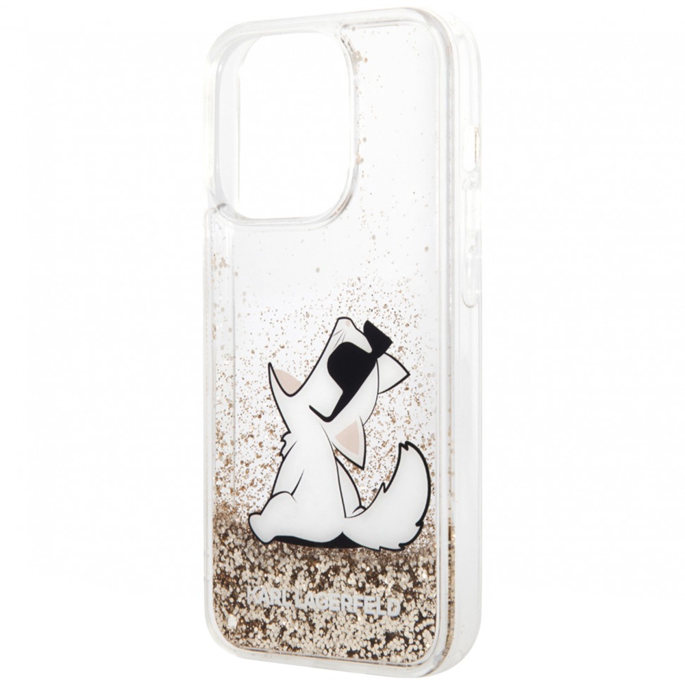 Чехол Karl Lagerfeld Glitter Choupette для iPhone 14 Pro, золотой