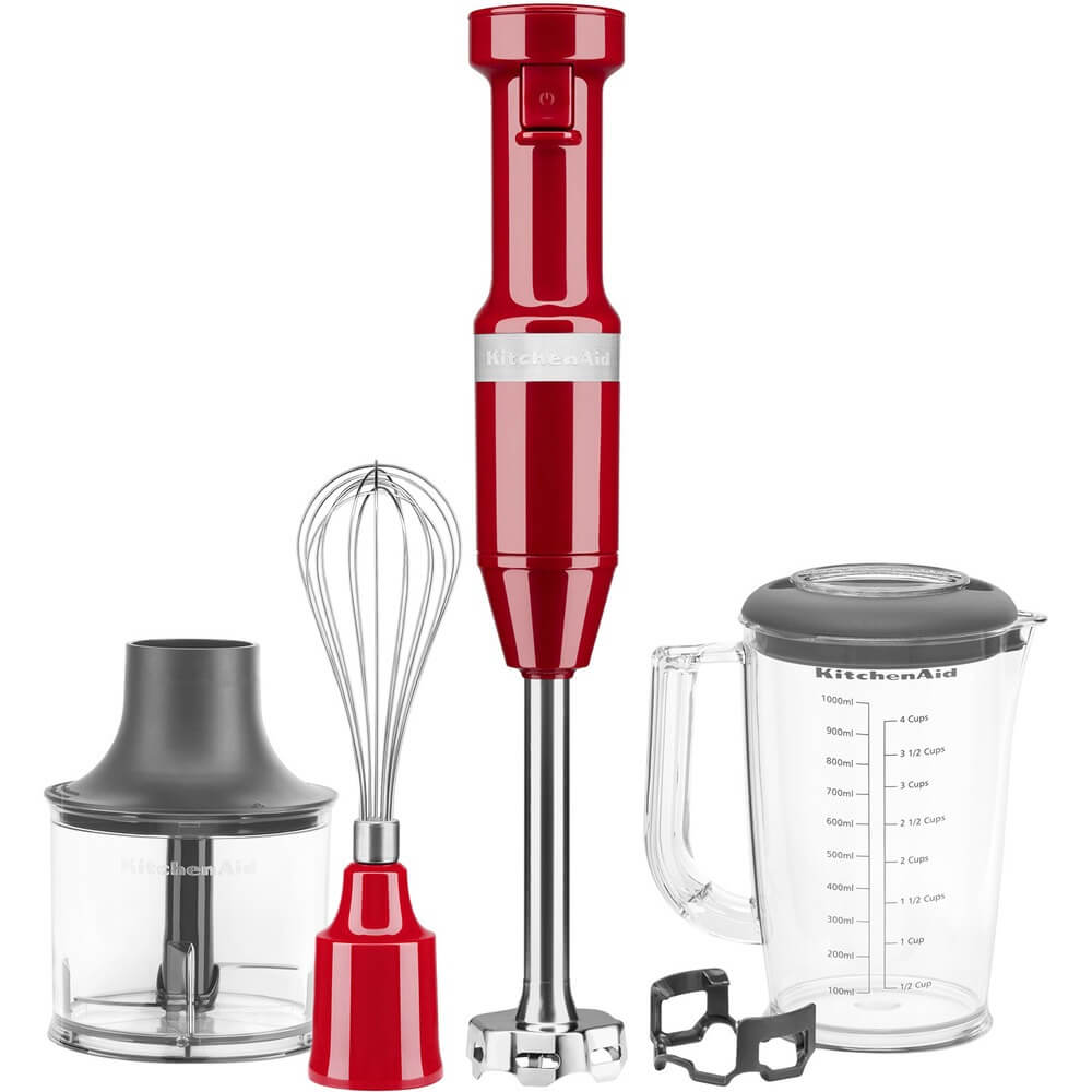Изображение товара Погружной блендер KitchenAid 5KHBV83EER, 180 Вт, красный, насадки, мерный стакан
