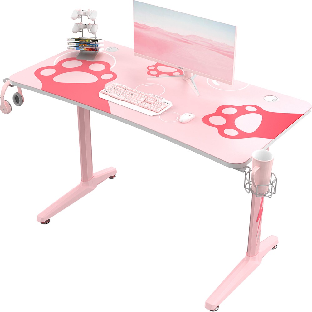 Изображение товара Игровой компьютерный стол Eureka GIP 47 Pink с регулировкой высоты и кабель-каналом