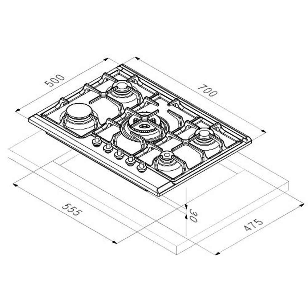 Газовая панель для кухни размеры