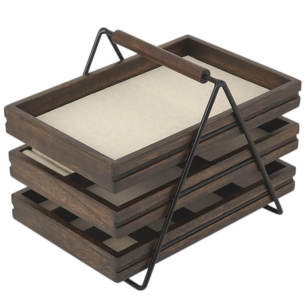 Изображение товара Ящик для хранения украшений Umbra Terrace 1004037-048 с отделениями из каучукового дерева и стали