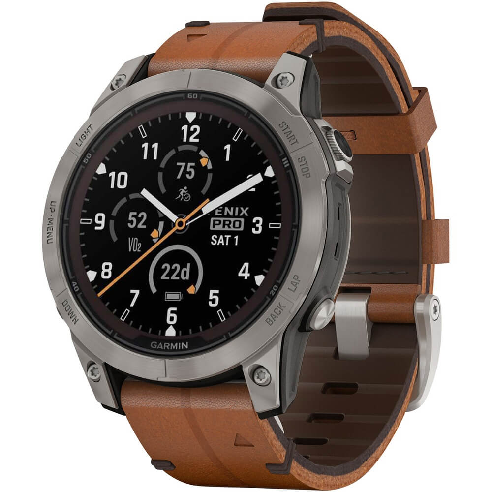 Смарт-часы Garmin Fenix 7 Pro Sapphire Solar Carbon DLC Titanium with  Chestnut Leather Band (010-02777-30)